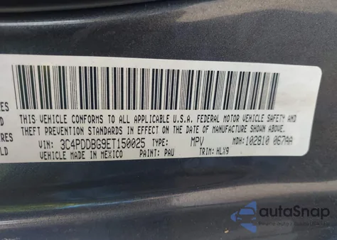 2014 Dodge Journey Sxt из США, поврежденный, VIN 3C4PDDBG9ET150025